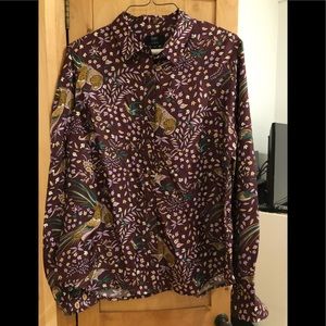 EUC Jcrew Drake Silk Forestland Blouse 14